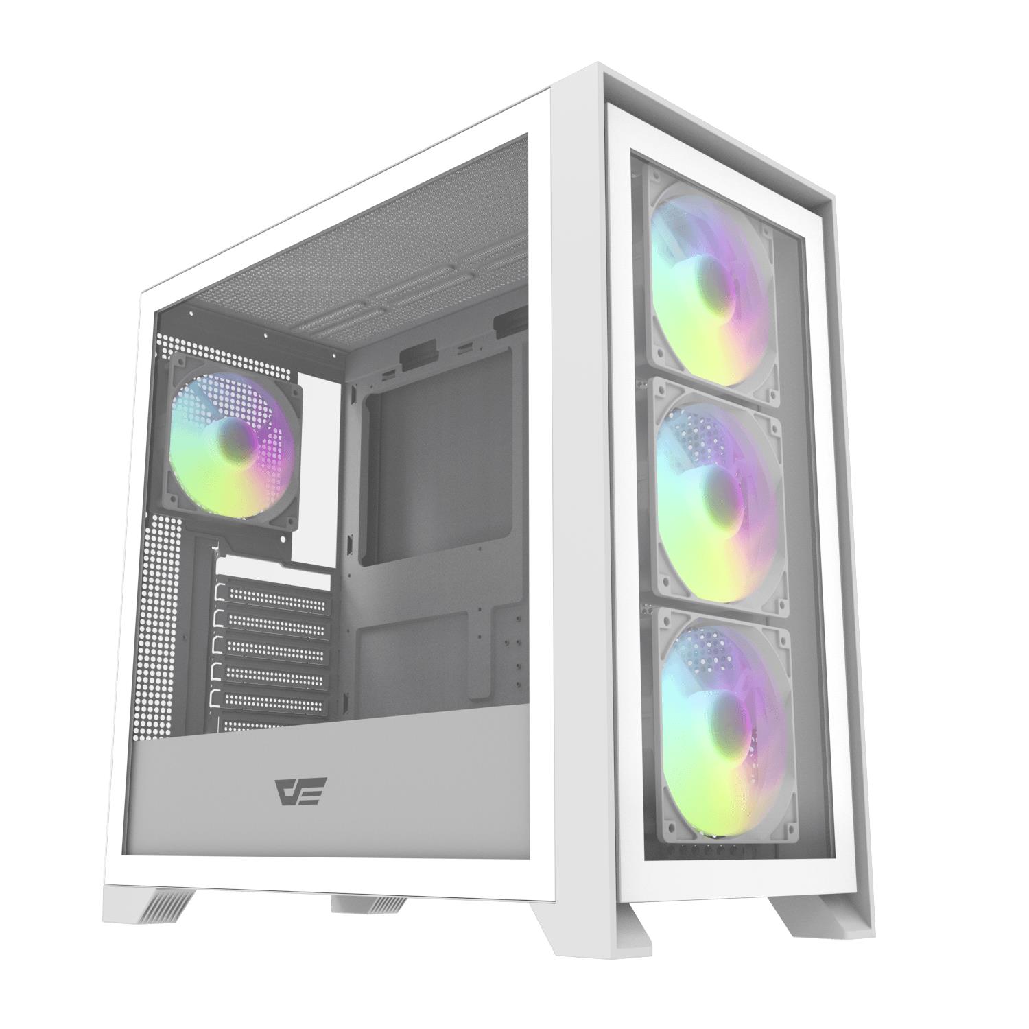 CASE MIDITOWER ATX W/O PSU/DRX90 GLASS WHITE DARK FLASH