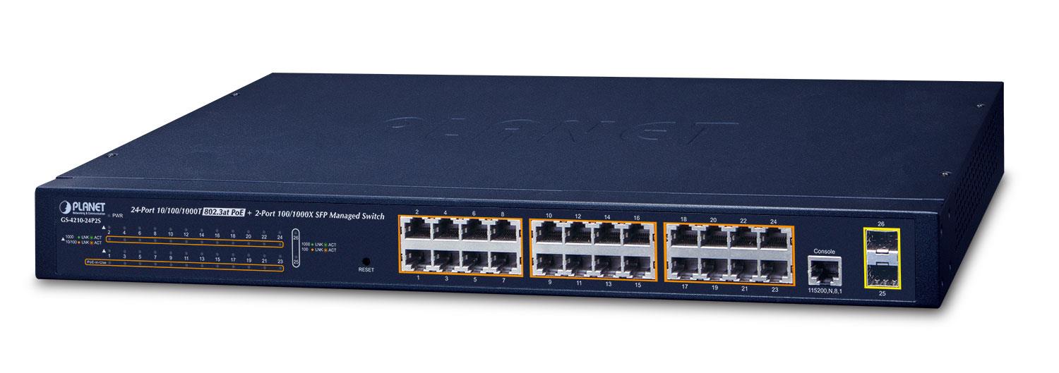 Net Switch 24PORT 1000M Poe+/GS-4210-24P2S Planet