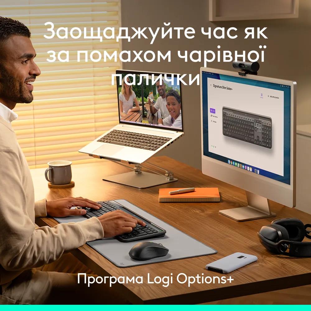 Клавіатура бездротова LOGITECH Slim Solar+ for Business - GRAPHITE - US INTL - 2.4GHZ/BT - INTNL-973 - UNIV на малюнкі №10