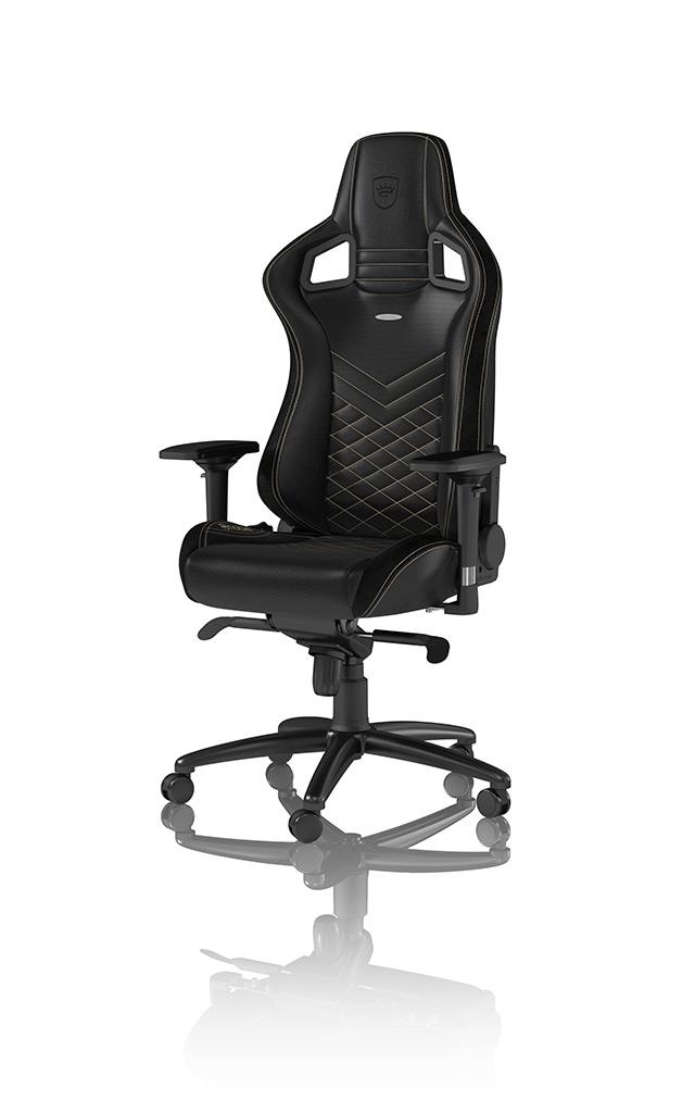 Ігрове крісло Noblechairs EPIC штучна шкіра, чорний/золотий на малюнкі №1