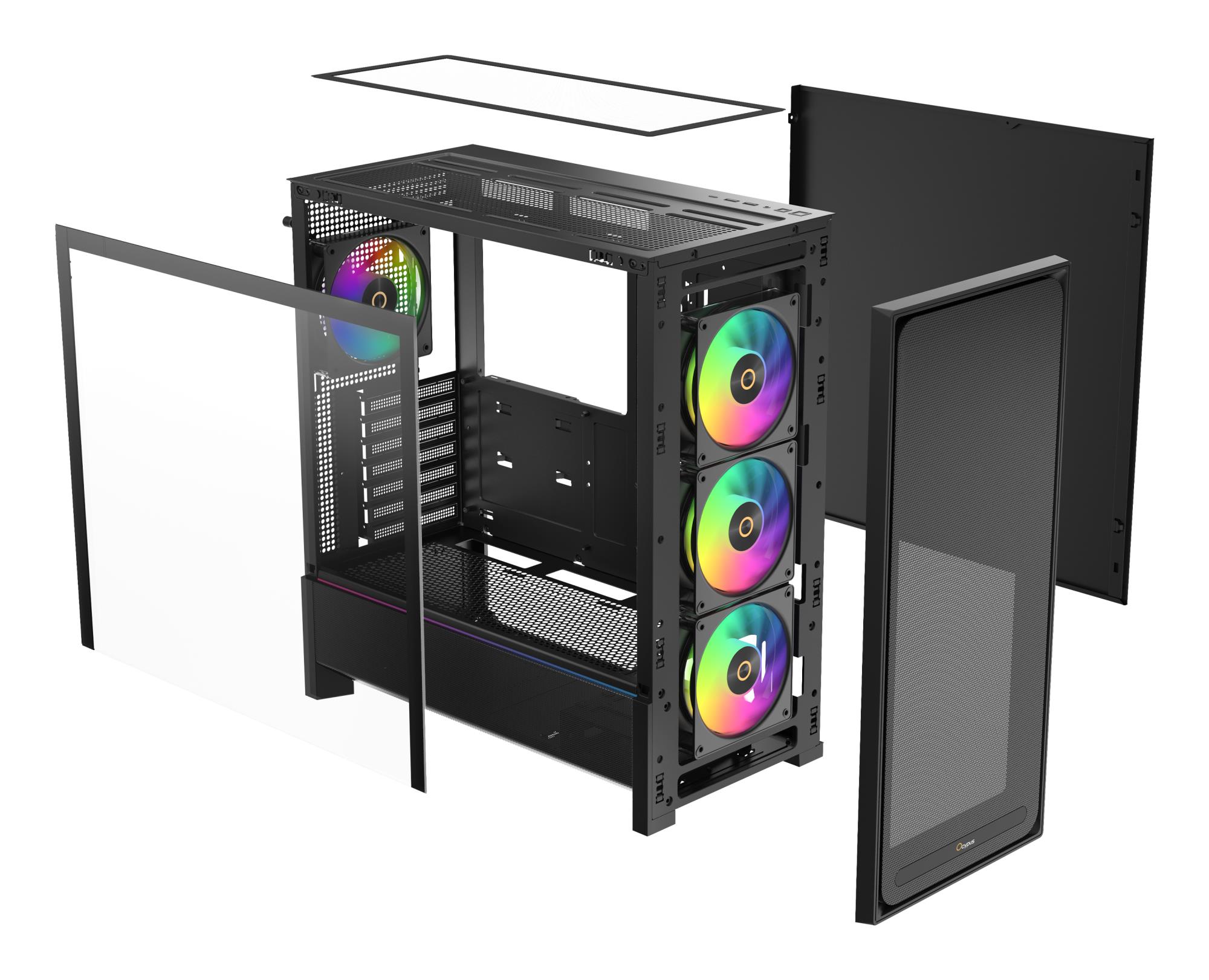 Корпус для компютера ATX W/O PSU DELTA C70 BK ARGB (DELTA-C70-BKG400XX-GL) OCYPUS на малюнкі №6