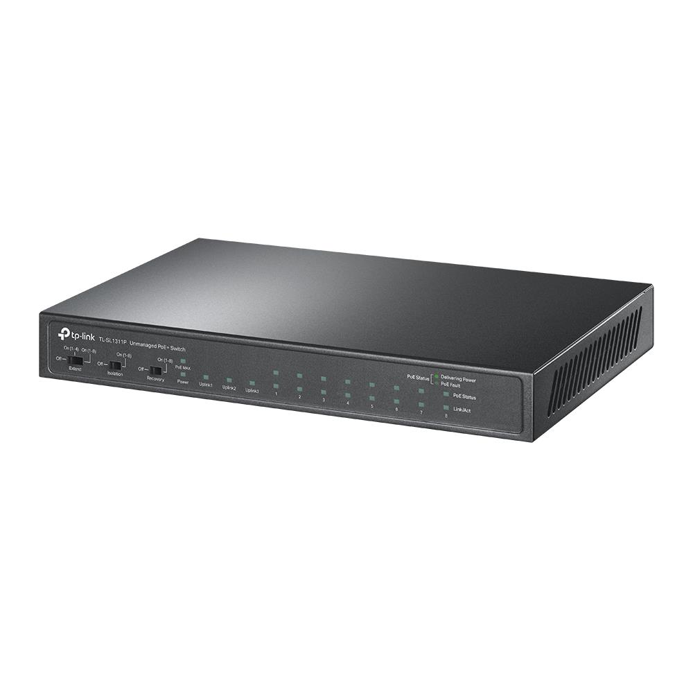 Switch|TP-LINK|TL-SL1311P|Desktop/pedestal|8x10Base-T / 100Base-TX|1xSFP|2xRJ45|PoE+ ports 8|65 Watts|TL-SL1311P