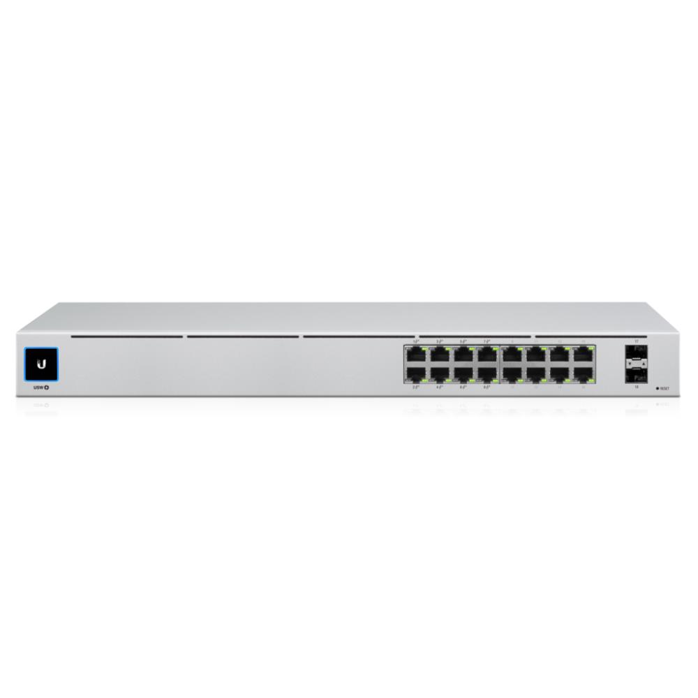 Switch | UBIQUITI | USW-16-POE | Type L2 | Desktop/pedestal | Rack | 16x10Base-T / 100Base-TX / 1000Base-T | 2xSFP | PoE ports 16 | PoE+ ports 8 | 18 Watts | USW-16-POE