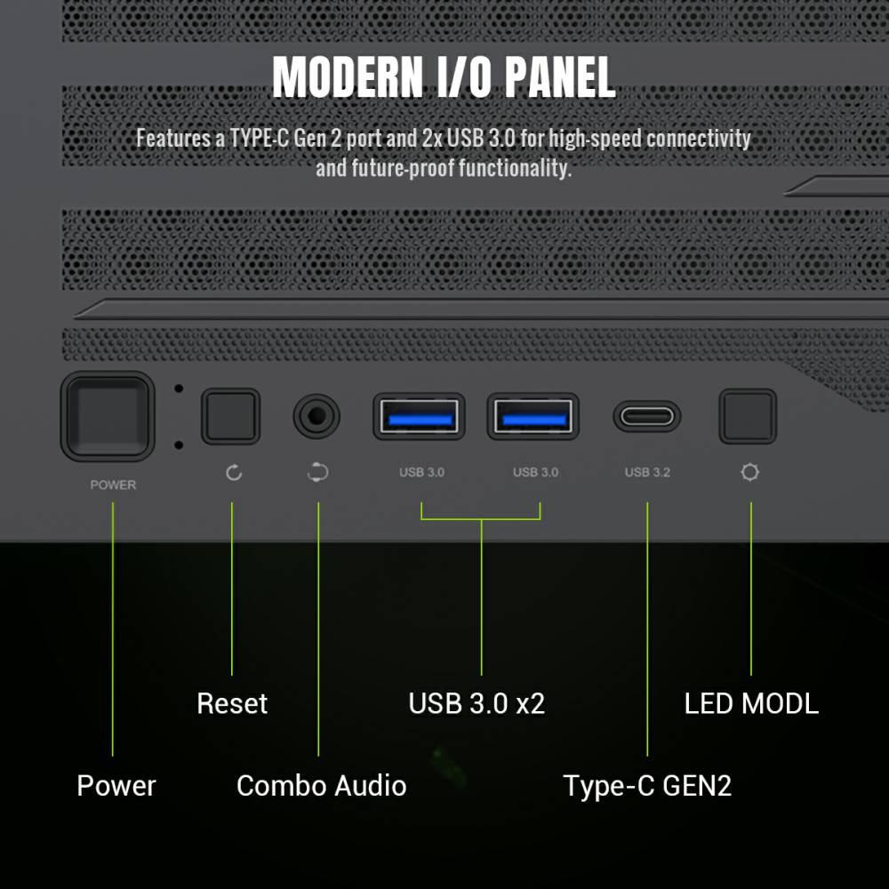 Корпус для компютера ATX W/O PSU LEADER 2 BK GAMEMAX на малюнкі №12