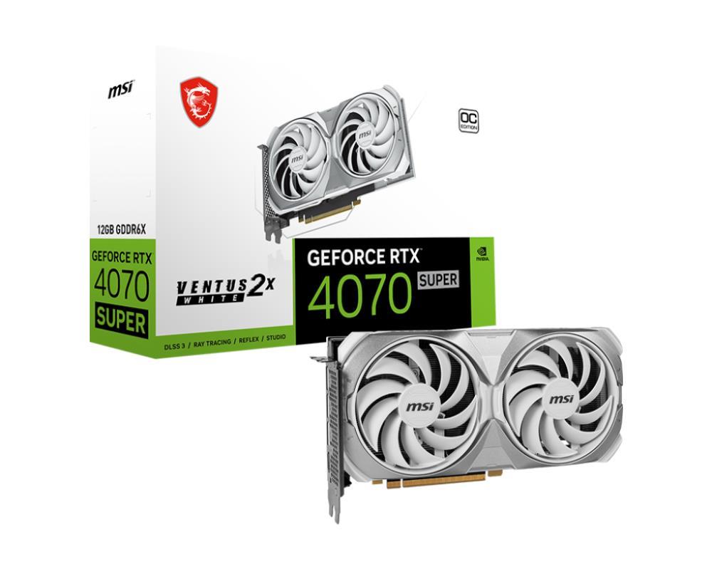 Graphics Card | MSI | NVIDIA GeForce RTX 4070 SUPER | 12 GB | GDDR6X | 192 bit | PCIE 4.0 16x | 1xHDMI | 3xDisplayPort | 4070SUP12GVEN2XWHOC