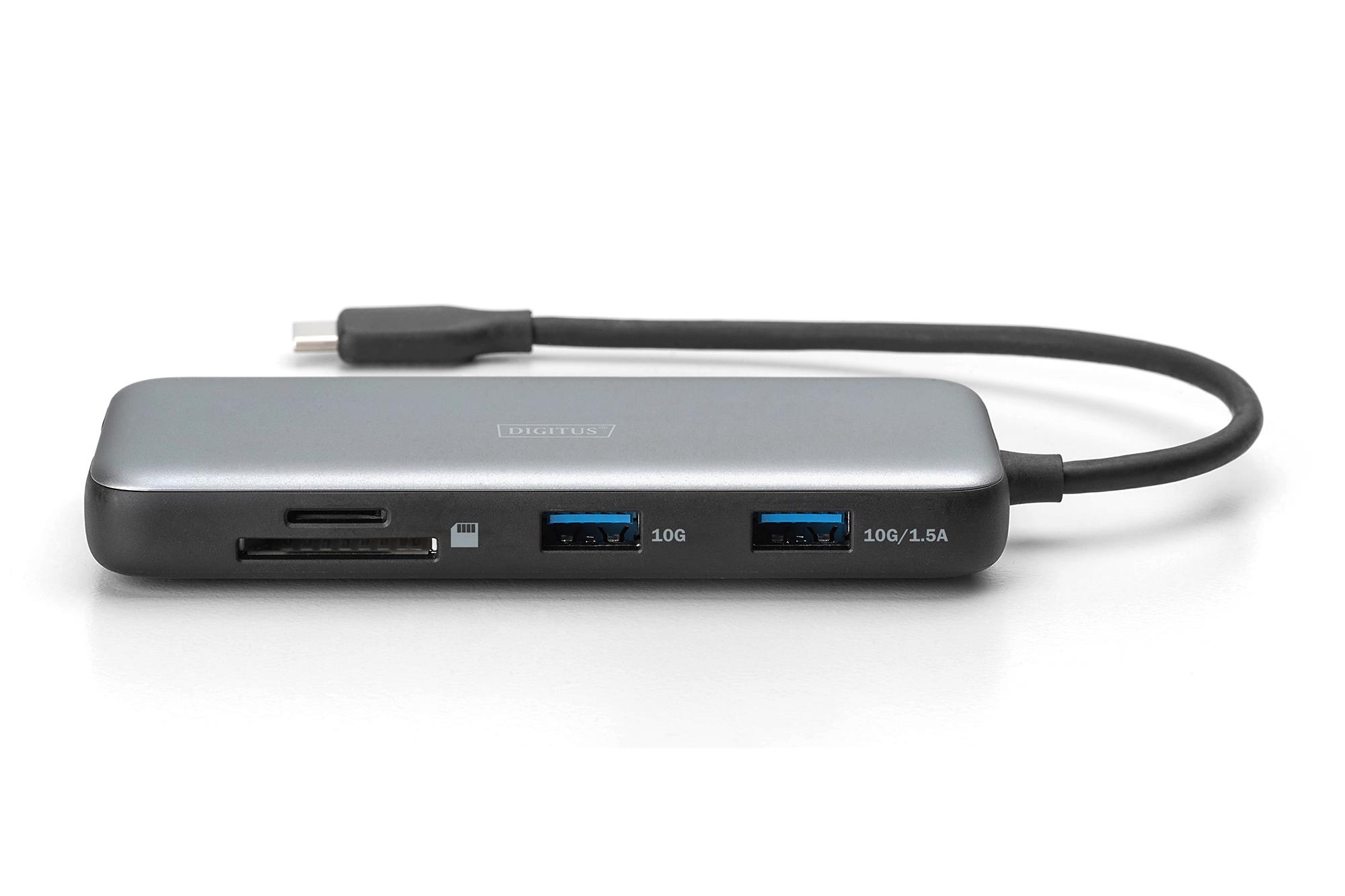 Док-станція USB-C, 7 портів, 1xHDMI, 3xUSB 3.2 Gen 2, 1xRJ45, 1xSD, 1xMicroSD, 1xPD DA-70914 DIGITUS by ASSMANN на малюнкі №5
