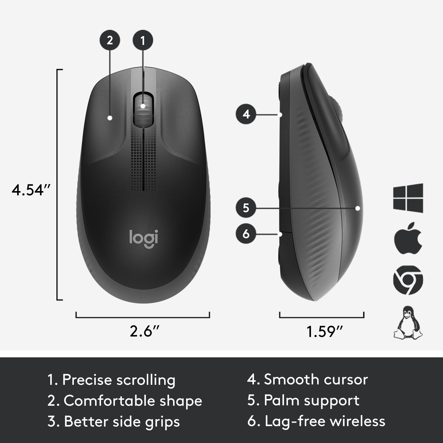 Миша бездротова Logitech M190 Wireless Charcoal (910-005905) на малюнкі №12