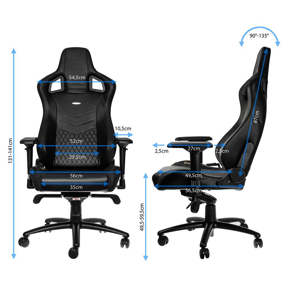 Ігрове крісло Noblechairs EPIC натуральна шкіра, чорний на малюнкі №7
