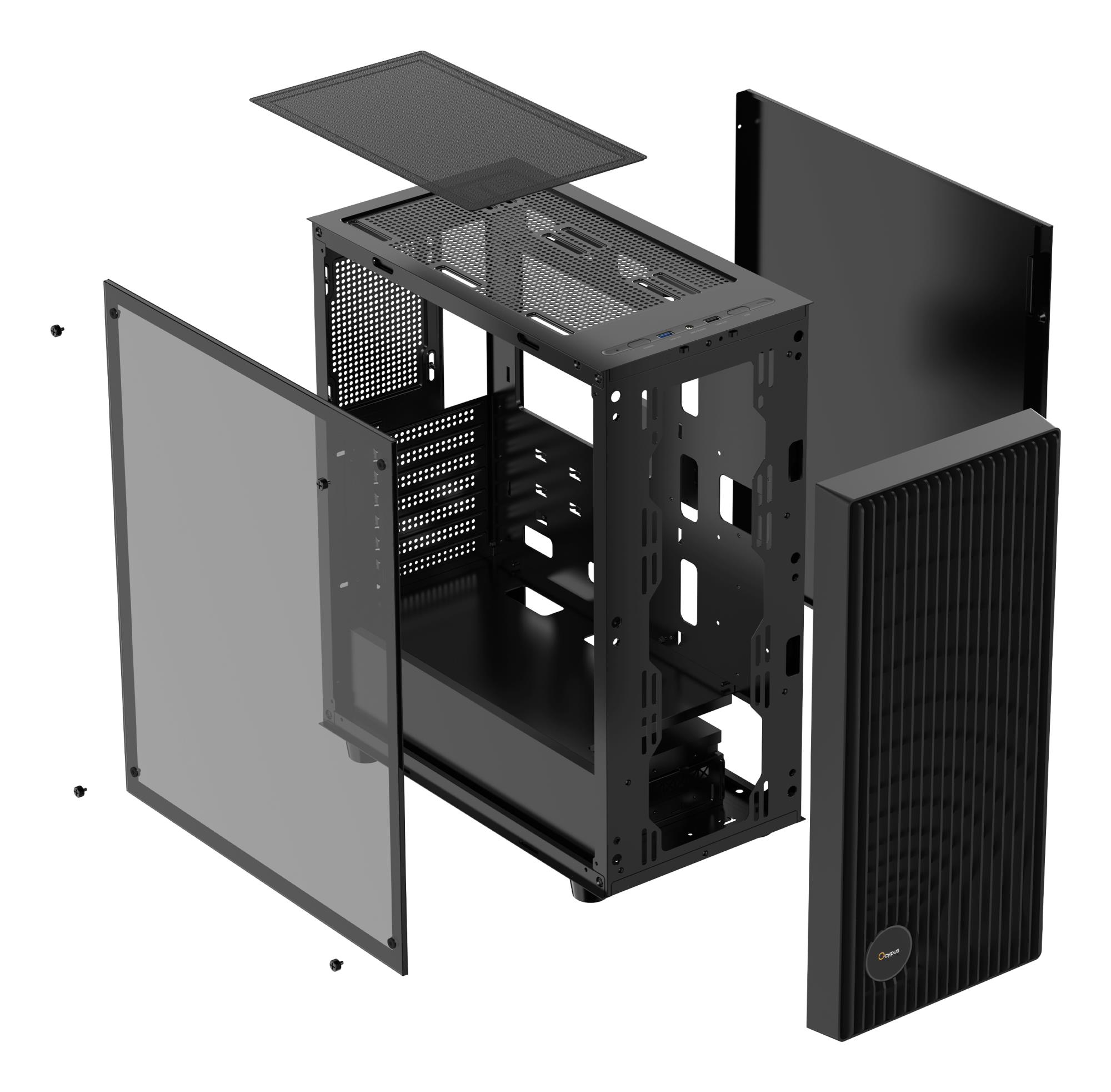 Корпус для компютера ATX W/O PSU GAMMA C70 BK (GAMMA-C70-BKG000XX-GL) OCYPUS на малюнкі №9