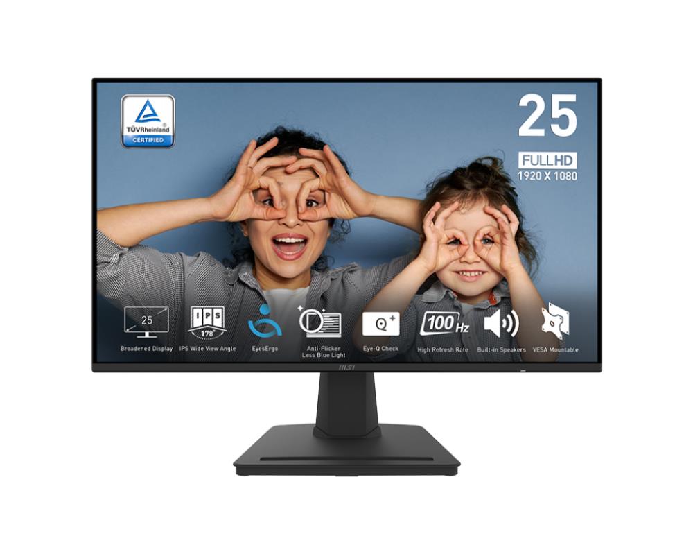 LCD Monitor MSI PRO MP252 24.5" Panel IPS 1920x1080 16:9 100Hz Matte 1 ms Speakers Tilt Colour Black PROMP252