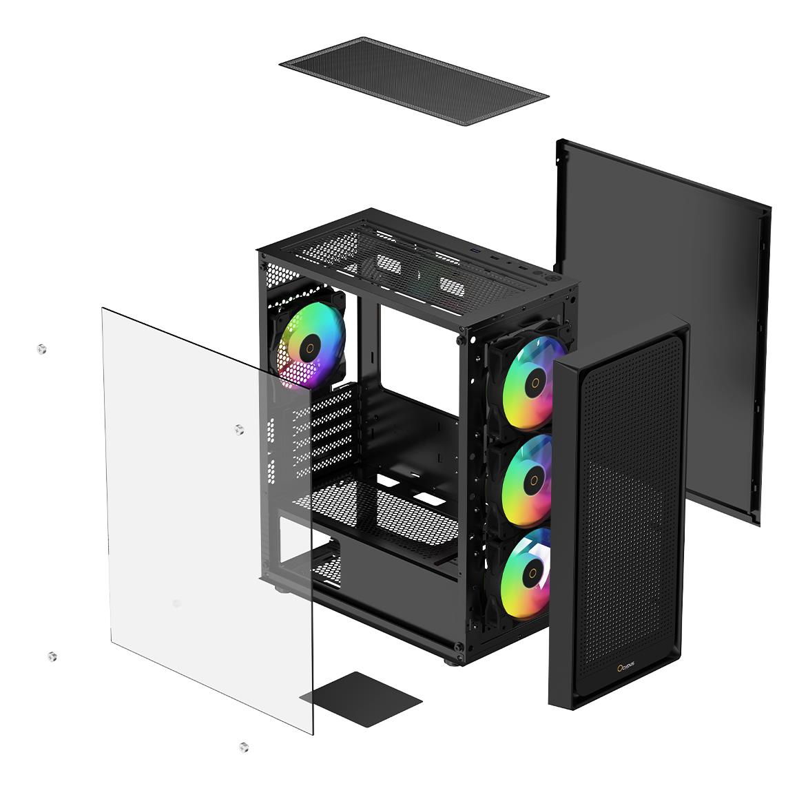Корпус для компютера MATX W/O PSU GAMMA C50 BK ARGB (GAMMA-C50-BKG400XX-GL) OCYPUS на малюнкі №9