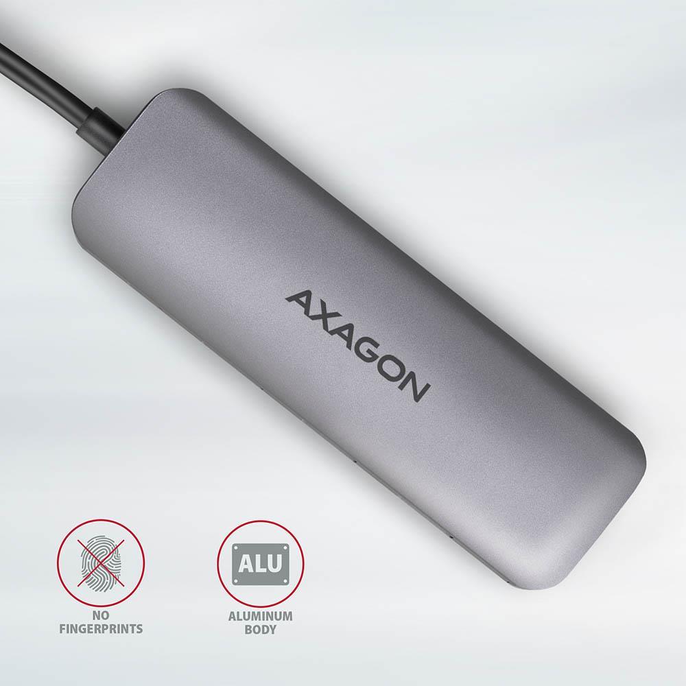 Хаб концентратор AXAGON HMC-5 SuperSpeed USB-C COMBO 5in1 hub, Сірий на малюнкі №8