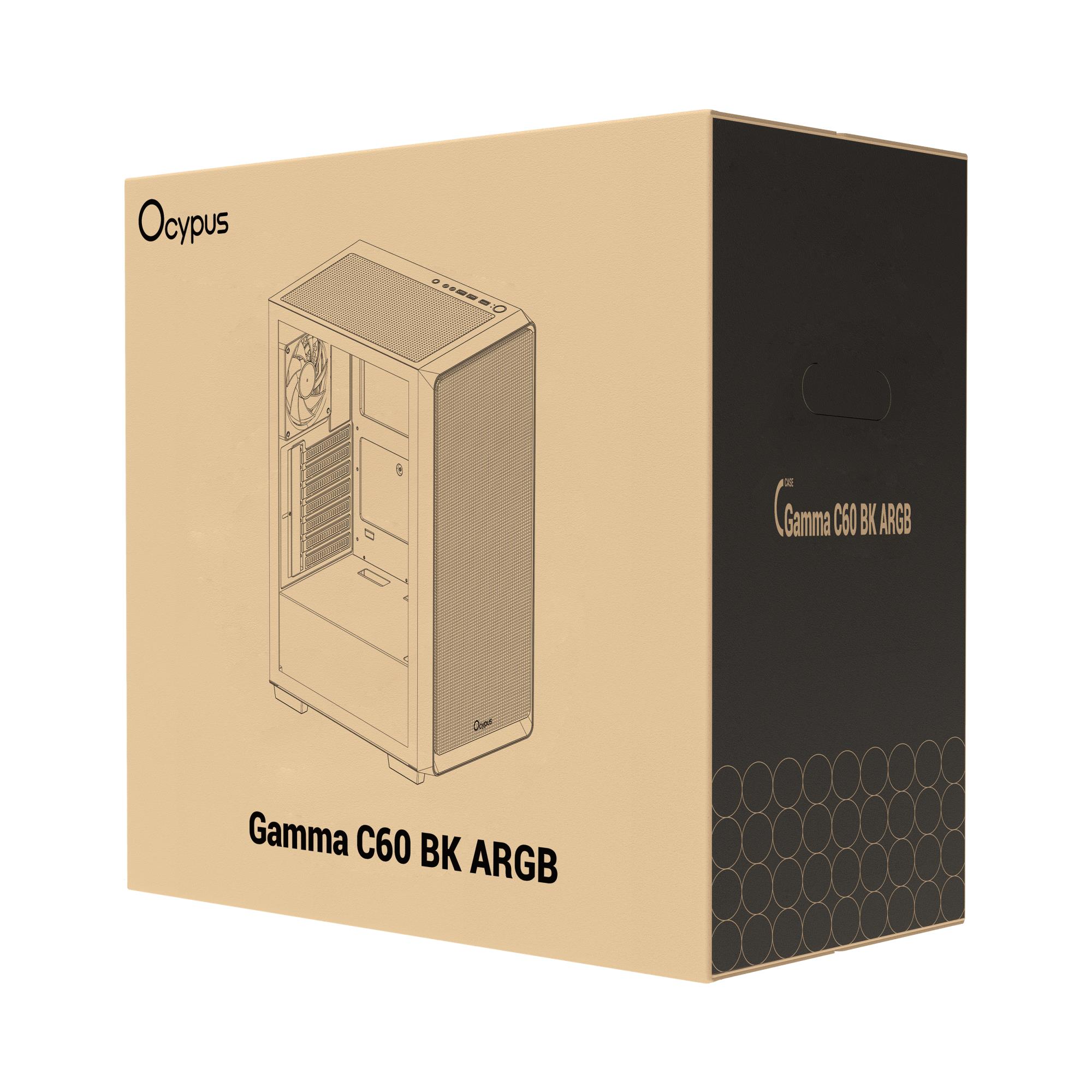 Корпус для компютера ATX W/O PSU GAMMA C60 BK ARGB (GAMMA-C60-BKG400XX-GL) OCYPUS на малюнкі №12