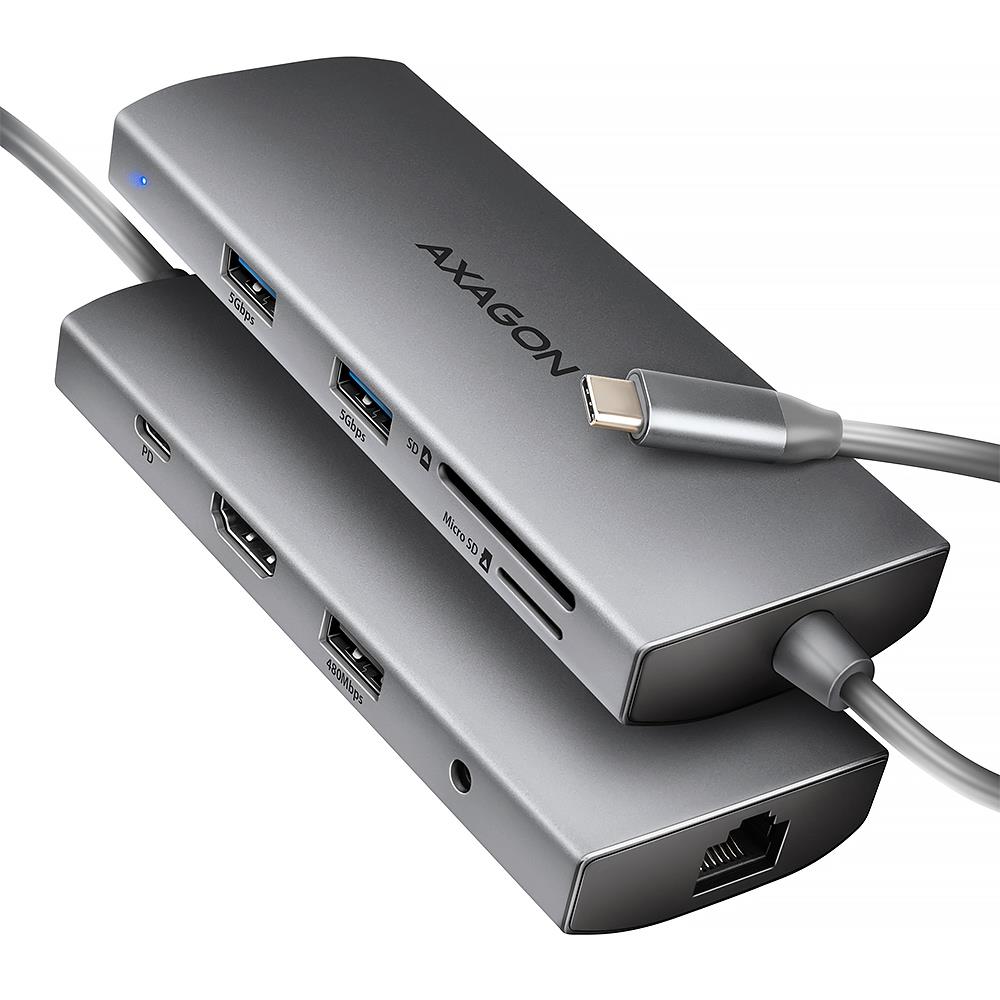I/O HUB USB-C 9IN1 5 GBPS/0.2 M HMC-8 HLSA AXAGON