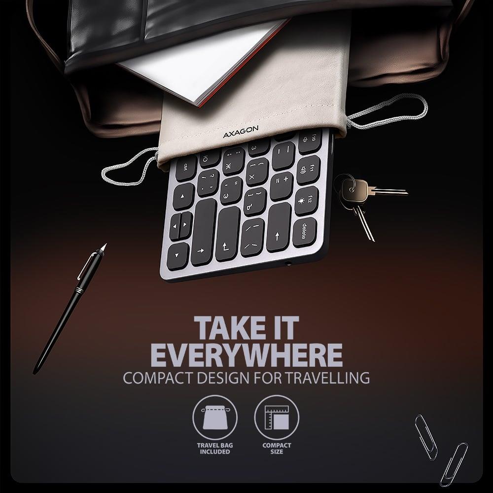 Клавіатура дротова AXAGON HMC-KB USB-C 5Gbps KEYBOARD 9in1 hub, EN/UA layout, Silver/Black на малюнкі №10