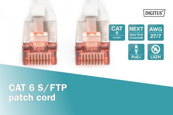 Патч-корд DIGITUS CAT 6 S-FTP, 0,5м, AWG 27/7, Cu, LSZH, сірий DK-1644-005 на малюнкі №5