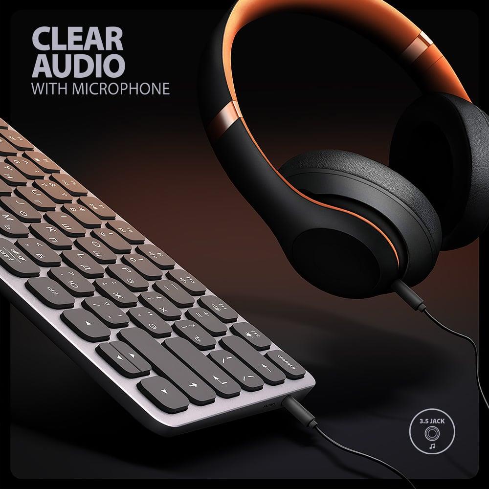 Клавіатура дротова AXAGON HMC-KB USB-C 5Gbps KEYBOARD 9in1 hub, EN/UA layout, Silver/Black на малюнкі №5