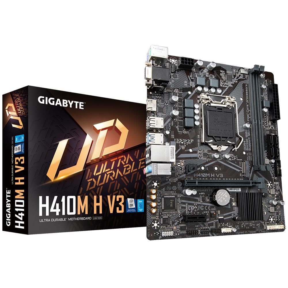 Mainboard|GIGABYTE|Intel H510|LGA1200|Micro-ATX|Memory DDR4|Memory slots 2|1xPCI-Express 3.0 1x|1xPCI-Express 3.0 16x|1xM.2|1x15pin D-sub|1xHDMI|2xAudio-In|1xAudio-Out|4xUSB 2.0|2xUSB 3.2|2xPS/2|1xRJ45|H410MHV31.3