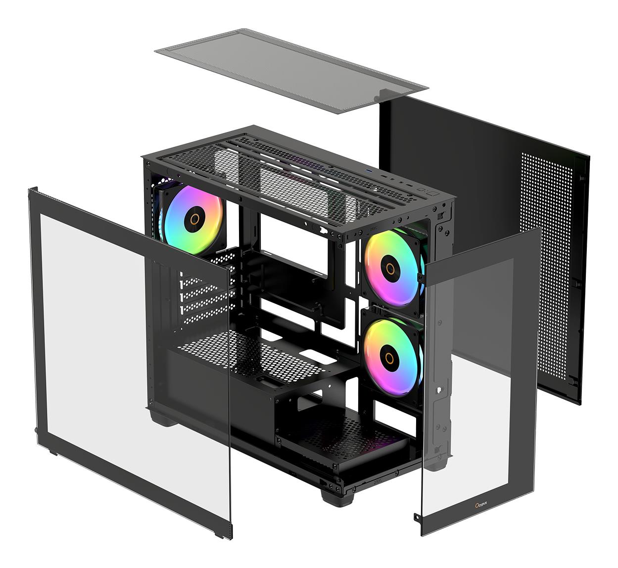 Корпус для компютера MATX W/O PSU GAMMA C52 BK ARGB (GAMMA-C52-BKD300XX-GL) OCYPUS на малюнкі №9