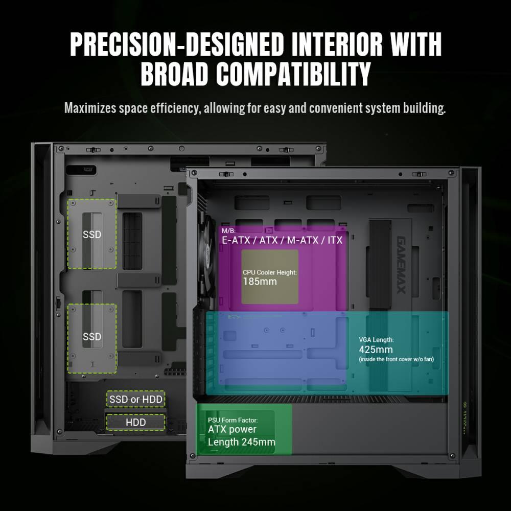 Корпус для компютера ATX W/O PSU LEADER 2 BK GAMEMAX на малюнкі №11