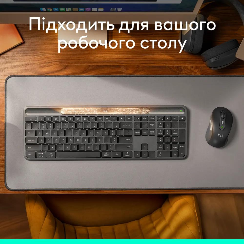 Клавіатура бездротова LOGITECH Slim Solar+ for Business - GRAPHITE - US INTL - 2.4GHZ/BT - INTNL-973 - UNIV на малюнкі №9