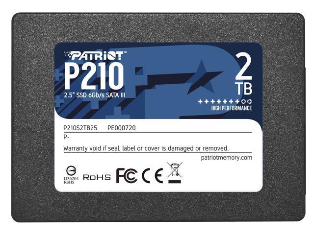 SSD | PATRIOT | P210 | 2TB | SATA 3.0 | Write speed 430 MBytes/sec | Read speed 520 MBytes/sec | 2,5