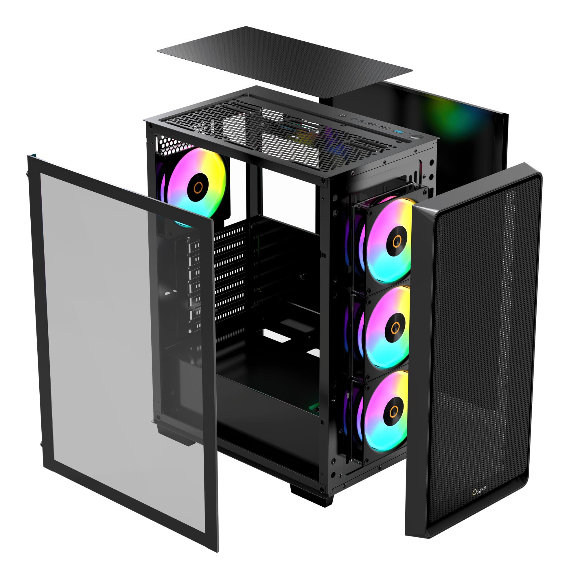 Корпус для компютера ATX W/O PSU GAMMA C60 BK ARGB (GAMMA-C60-BKG400XX-GL) OCYPUS на малюнкі №9