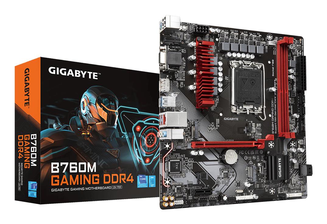 Mainboard|GIGABYTE|Intel B760 Express|LGA1700|Micro-ATX|Memory DDR4|Memory slots 2|1xPCI-Express 3.0 1x|1xPCI-Express 4.0 16x|2xM.2|1x15pin D-sub|1xHDMI|1xDisplayPort|2xAudio-In|1xAudio-Out|2xUSB 2.0|3xUSB 3.2|1xUSB-C|1xPS/2|1xRJ45|B760MGAMINGDDR4