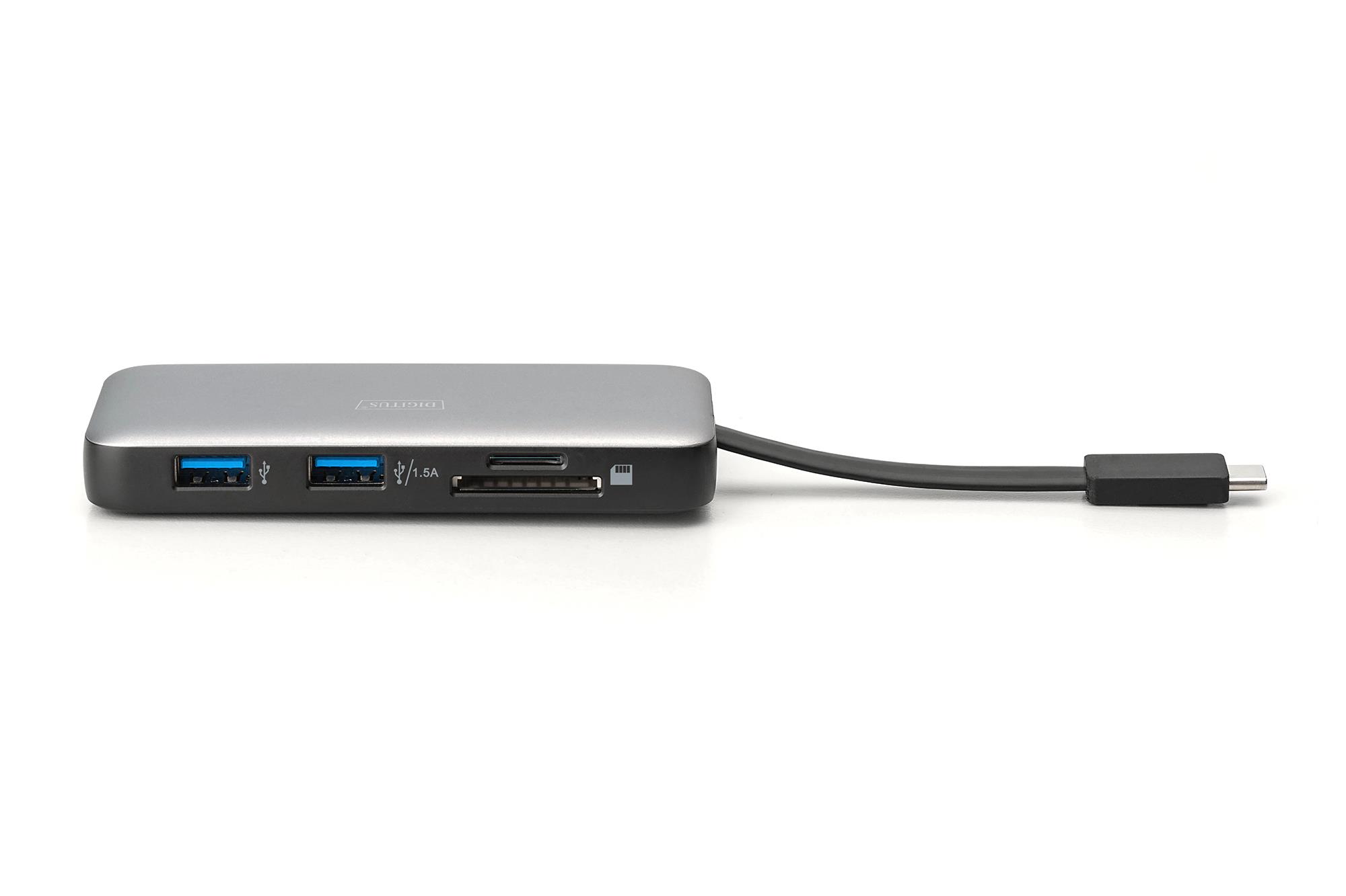 Док-станція USB-C, 7 портів, 1xHDMI, 2xUSB 3.2 Gen 1, 1xRJ45, 1xSD, 1xMicroSD, 1xPD DA-70916 DIGITUS by ASSMANN на малюнкі №6