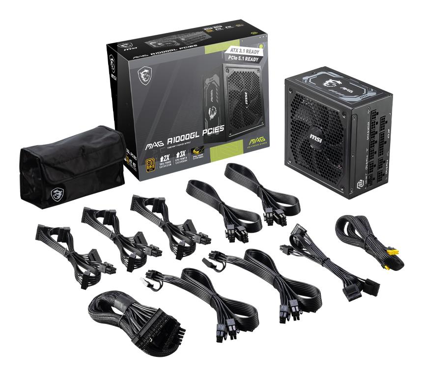Блок живлення ATX 1000W MAG A1000GL PCIE5 MSI на малюнкі №6