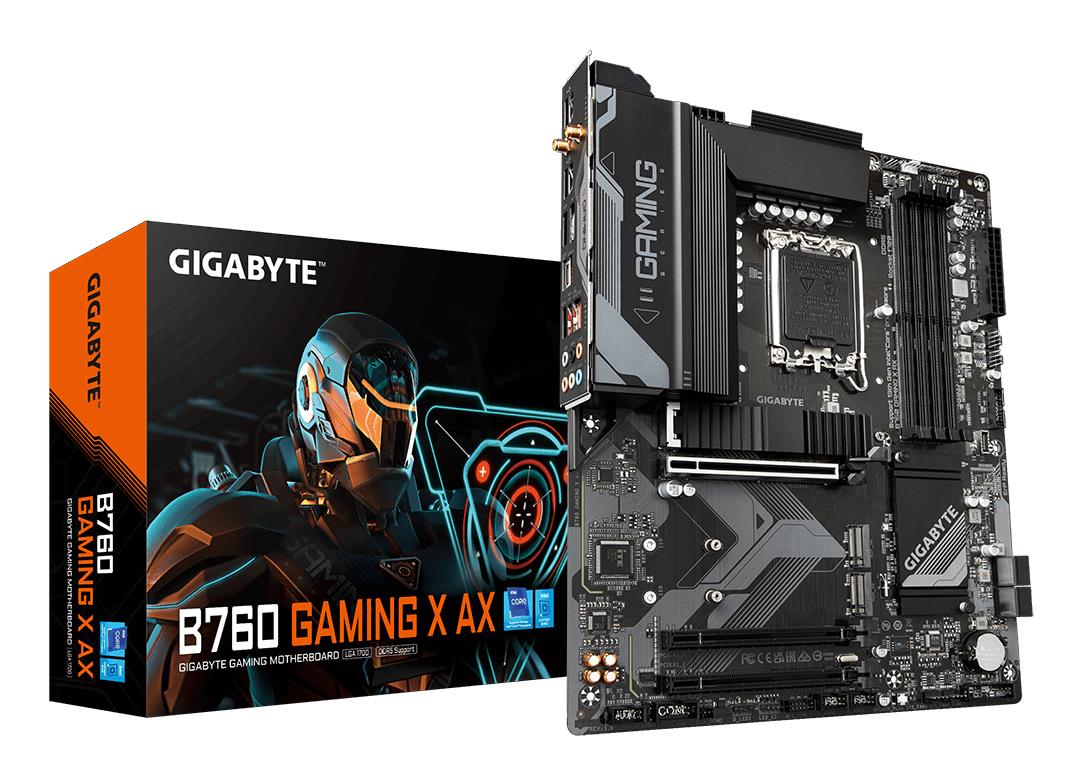 Mainboard|GIGABYTE|Intel B760 Express|LGA 1700|ATX|RAM DDR5-SDRAM|4xSlots|Wi-Fi Yes|Bluetooth Yes|3xNumber of M.2 (M) slots|B760GAMINGXAX1.1