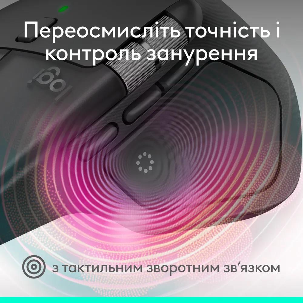 Маніпулятор миша бездротова LOGITECH MX Master 4 Performance Wireless Mouse for Business - GRAPHITE - 2.4GHZ/BT - N/A - EMEA28i-935 на малюнкі №3