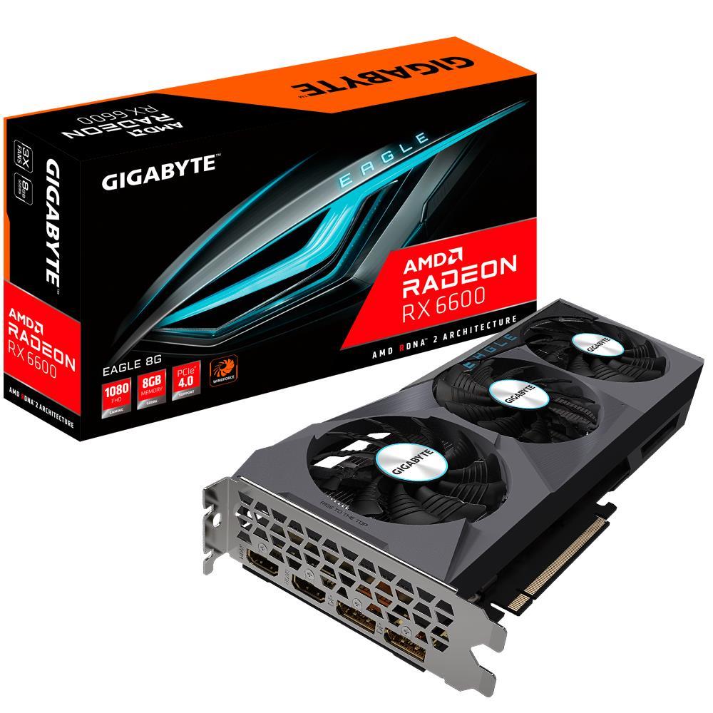Graphics Card | GIGABYTE | AMD Radeon RX 6600 | 8 GB | 128 bit | PCIE 4.0 8x | GDDR6 | Memory 14000 MHz | 2xHDMI | 2xDisplayPort | GV-R66EAGLE-8GD