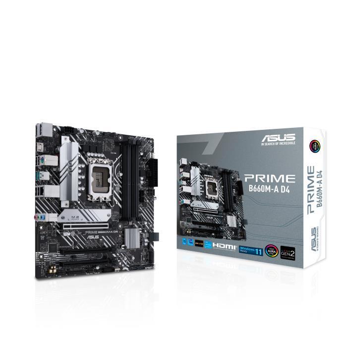 Mainboard|ASUS|Intel B660|LGA1700|Micro-ATX|Memory DDR4|Memory slots 4|1xPCI-Express 3.0 1x|1xPCI-Express 3.0 4x|1xPCI-Express 4.0 16x|2xM.2|2xHDMI|1xDisplayPort|2xAudio-In|1xAudio-Out|4xUSB 2.0|2xUSB 3.2|1xPS/2|1xRJ45|PRIMEB660M-AD4