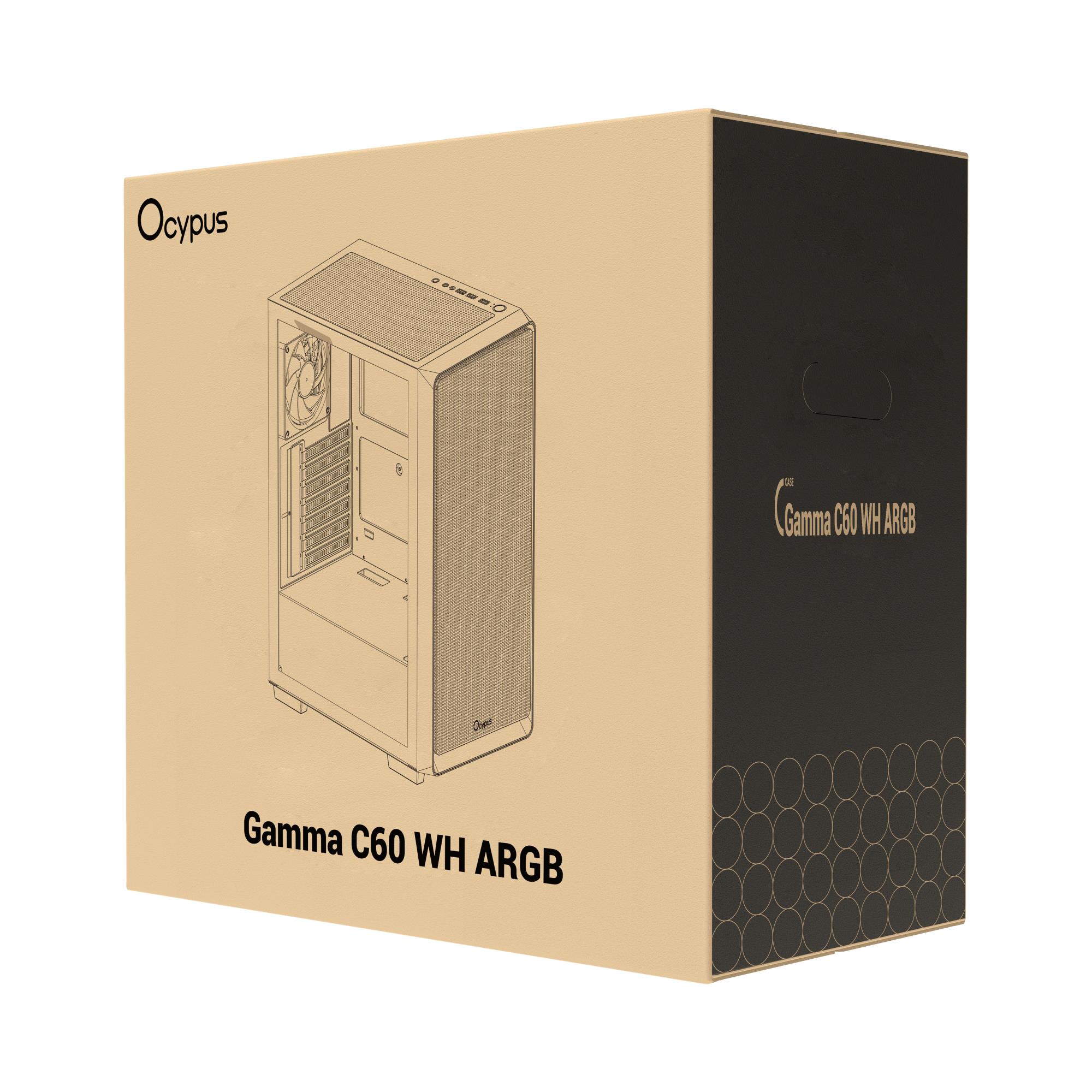 Корпус для компютера ATX W/O PSU GAMMA C60 WH ARGB (GAMMA-C60-WHG400XX-GL) OCYPUS на малюнкі №3