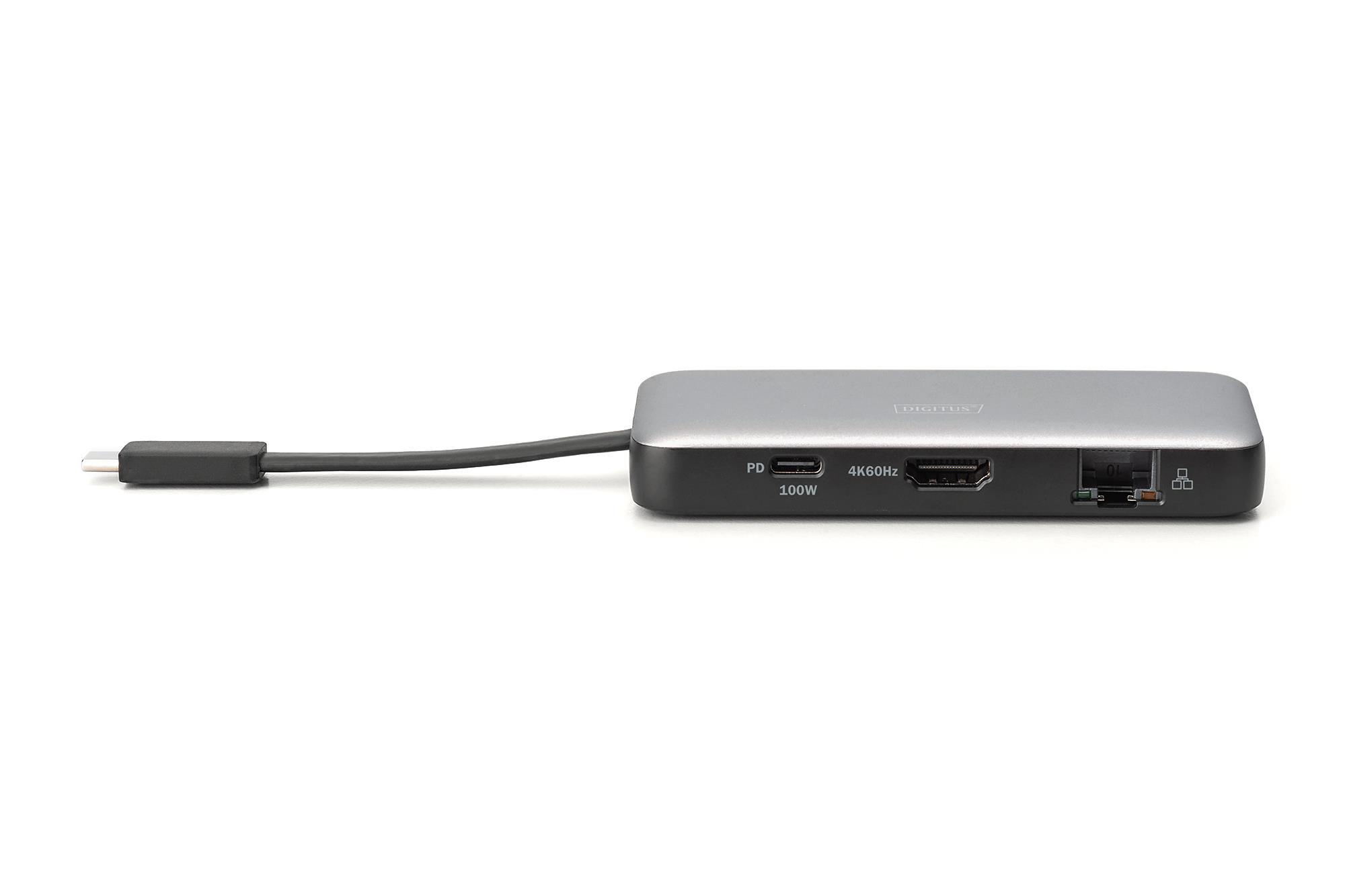 Док-станція USB-C, 7 портів, 1xHDMI, 2xUSB 3.2 Gen 1, 1xRJ45, 1xSD, 1xMicroSD, 1xPD DA-70916 DIGITUS by ASSMANN на малюнкі №5