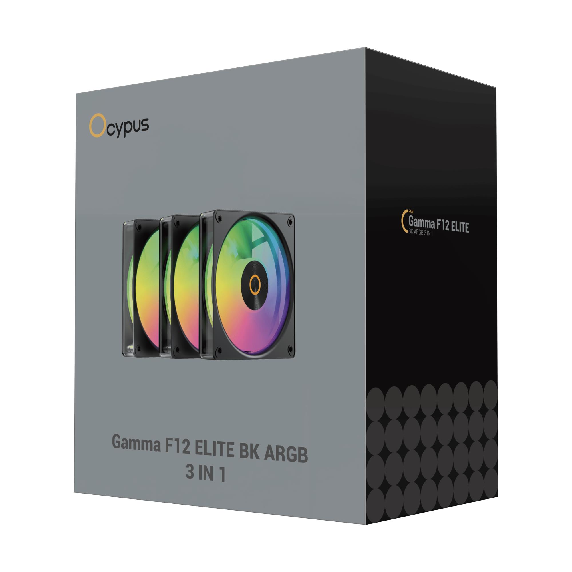 Набір із трьох вентиляторів для корпусу 120MM GAMMA F12 ELITE BK ARGB 3 IN 1 (GAMMA-F12-BK3AM00E-GL) OCYPUS на малюнкі №9