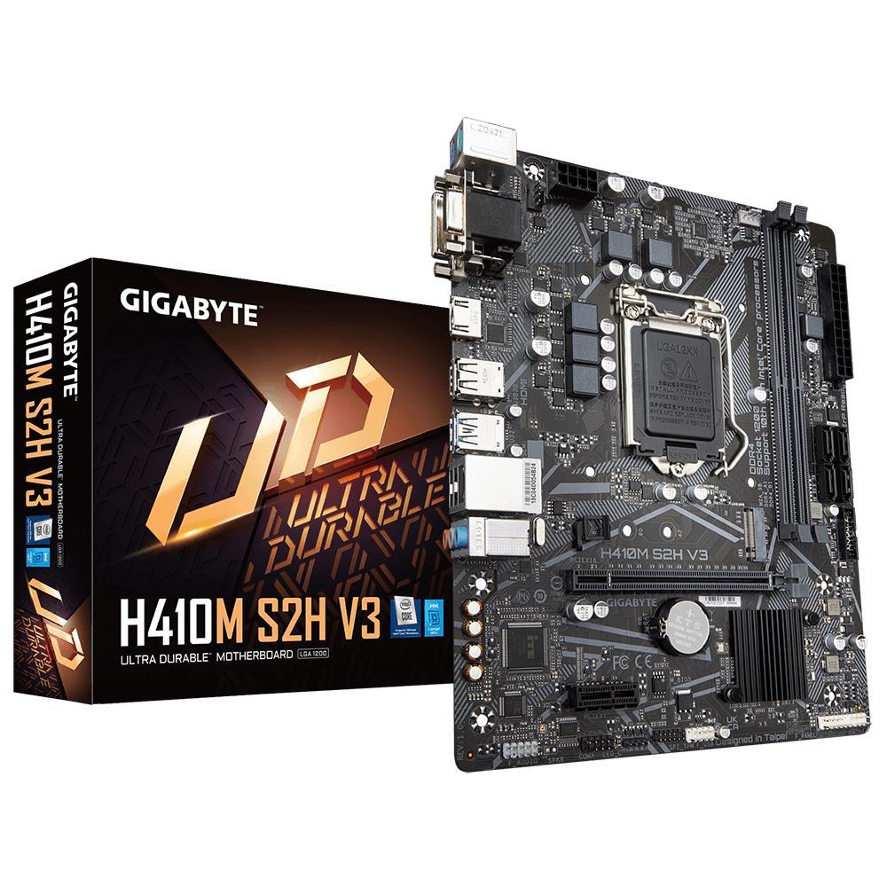 Mainboard|GIGABYTE|Intel H510|LGA1200|Micro-ATX|Memory DDR4|Memory slots 2|1xPCI-Express 3.0 1x|1xPCI-Express 3.0 16x|1xM.2|1x15pin D-sub|1xDVI-D|1xHDMI|2xAudio-In|1xAudio-Out|4xUSB 2.0|2xUSB 3.2|2xPS/2|1xRJ45|H410MS2HV3