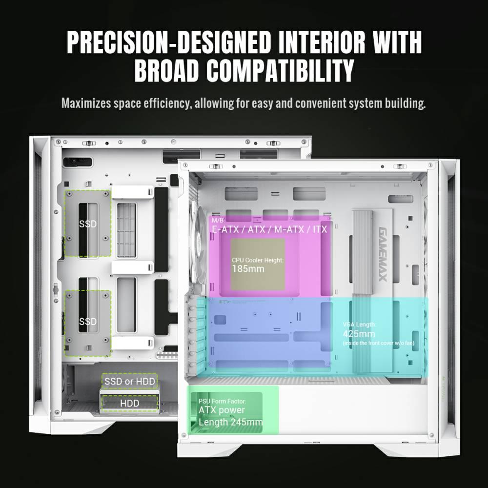 Корпус для компютера ATX W/O PSU LEADER 2 WH GAMEMAX на малюнкі №10