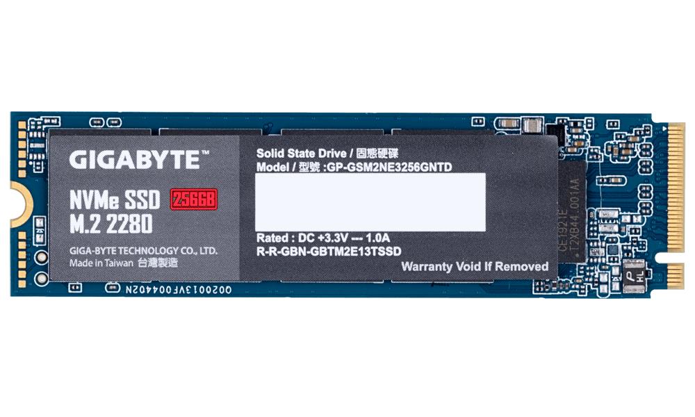 SSD | GIGABYTE | 256GB | M.2 | PCIE | NVMe | Write speed 1100 MBytes/sec | Read speed 1700 MBytes/sec | 2.3mm | TBW 300 TB | MTBF 1500000 hours | GP-GSM2NE3256GNTD