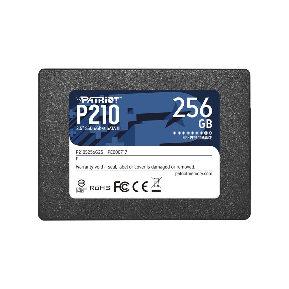 SSD | PATRIOT | P210 | 256GB | SATA 3.0 | Write speed 400 MBytes/sec | Read speed 500 MBytes/sec | 2,5