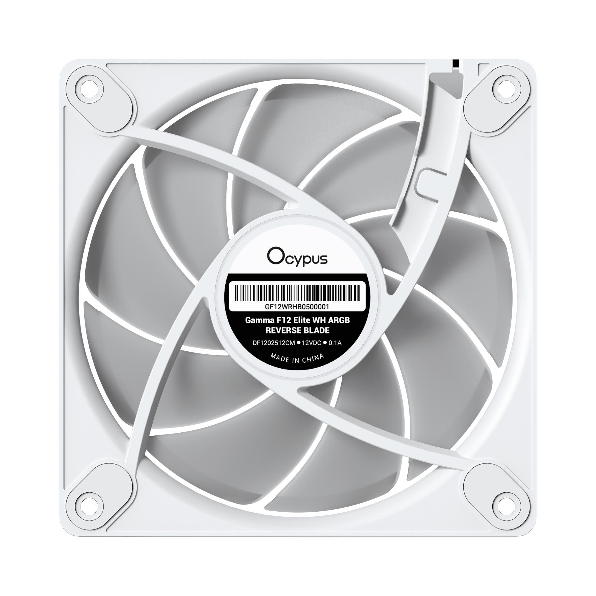 Корпусний вентилятор GAMMA F12 ELITE WH ARGB REVERSE BLADE (GAMMA-F12-WH1AM01E-GL) OCYPUS на малюнкі №8