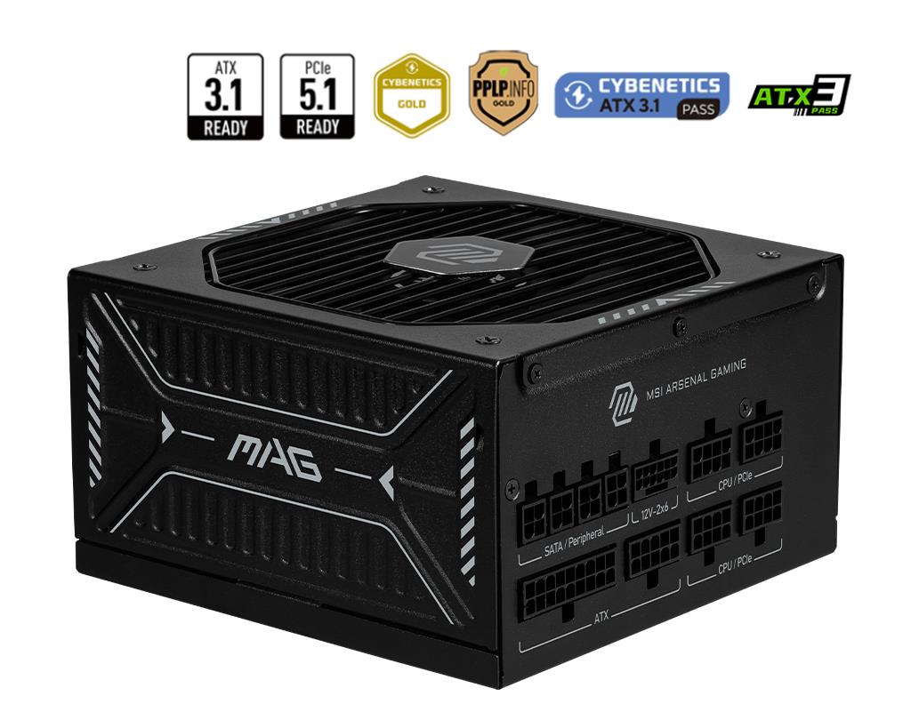 Блок живлення ATX 850W MAG A850GLS PCIE5 MSI на малюнкі №1