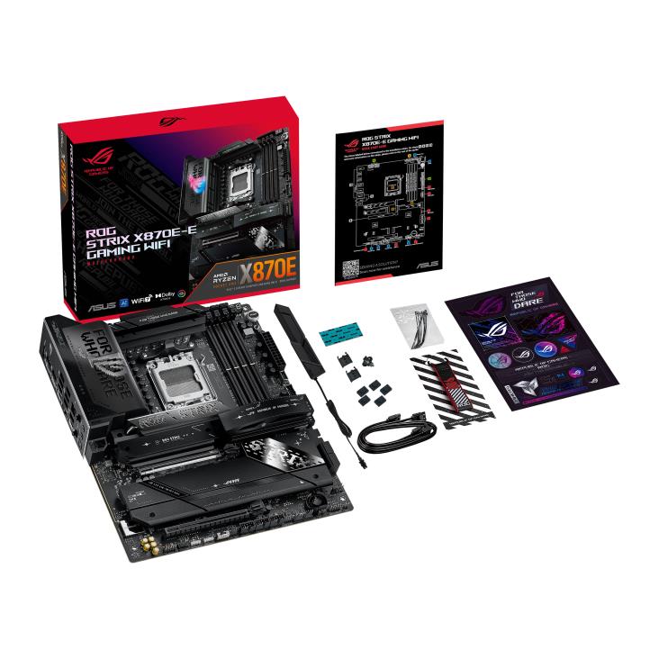 Mainboard ASUS AMD X870E SAM5 ATX Memory DDR5 Memory slots 4 1xPCI-Express 4.0 16x 1xPCI-Express 5.0 16x 5xM.2 1xHDMI 9xUSB 3.2 2xUSB-C 2xUSB4 1xOptical S/PDIF STRIXX870E-EGAMINGWIFI