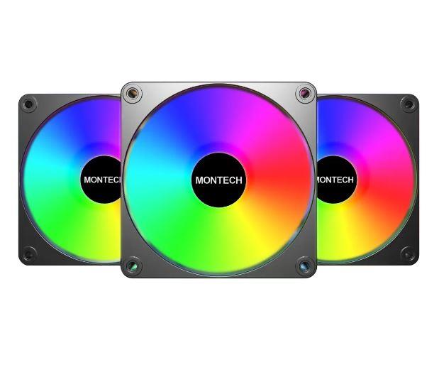Набір із трьох вентиляторів для корпусу 120MM GF120 V2 ARGB PWM 3I1(B) MONTECH на малюнкі №3