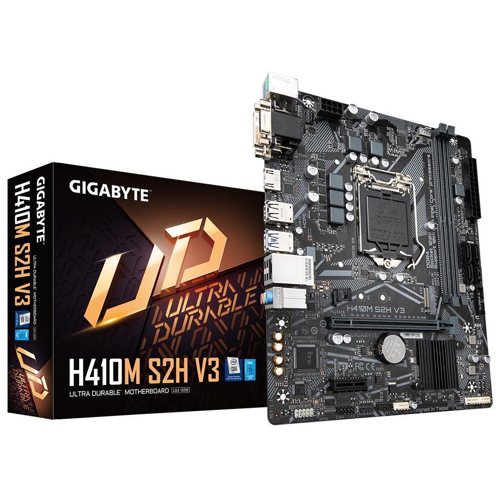 Mainboard|GIGABYTE|Intel H510|LGA1200|Micro-ATX|Memory DDR4|Memory slots 2|1xPCI-Express 3.0 1x|1xPCI-Express 3.0 16x|1xM.2|1x15pin D-sub|1xDVI-D|1xHDMI|2xAudio-In|1xAudio-Out|4xUSB 2.0|2xUSB 3.2|2xPS/2|1xRJ45|H410MS2HV31.3