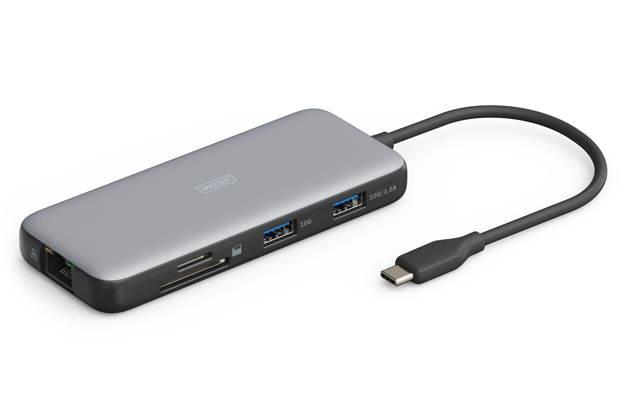 Док-станція USB-C, 7 портів, 1xHDMI, 3xUSB 3.2 Gen 2, 1xRJ45, 1xSD, 1xMicroSD, 1xPD DA-70914 DIGITUS by ASSMANN на малюнкі №1