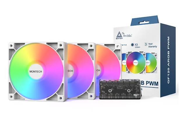 Набір із трьох вентиляторів для корпусу 120MM GF120 V2 ARGB PWM 3I1(W) MONTECH на малюнкі №5