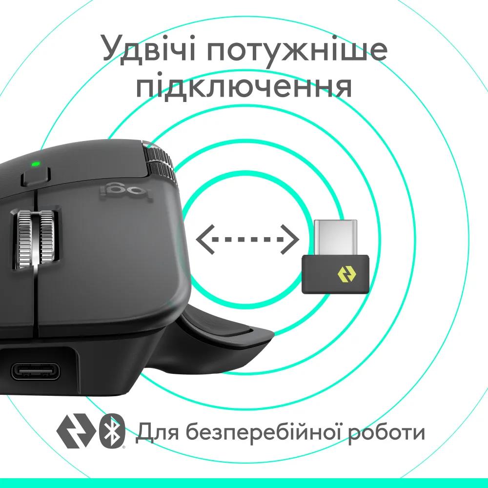 Маніпулятор миша бездротова LOGITECH MX Master 4 Performance Wireless Mouse for Business - GRAPHITE - 2.4GHZ/BT - N/A - EMEA28i-935 на малюнкі №7