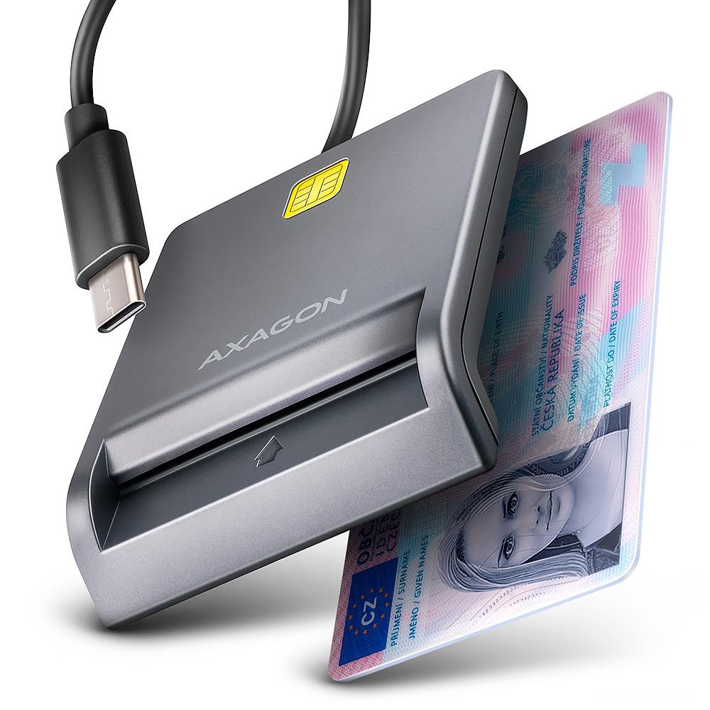 CARD READER FLAT SMARTCARD/ID/USB-C 1.3 M CRE-SM3 TC AXAGON